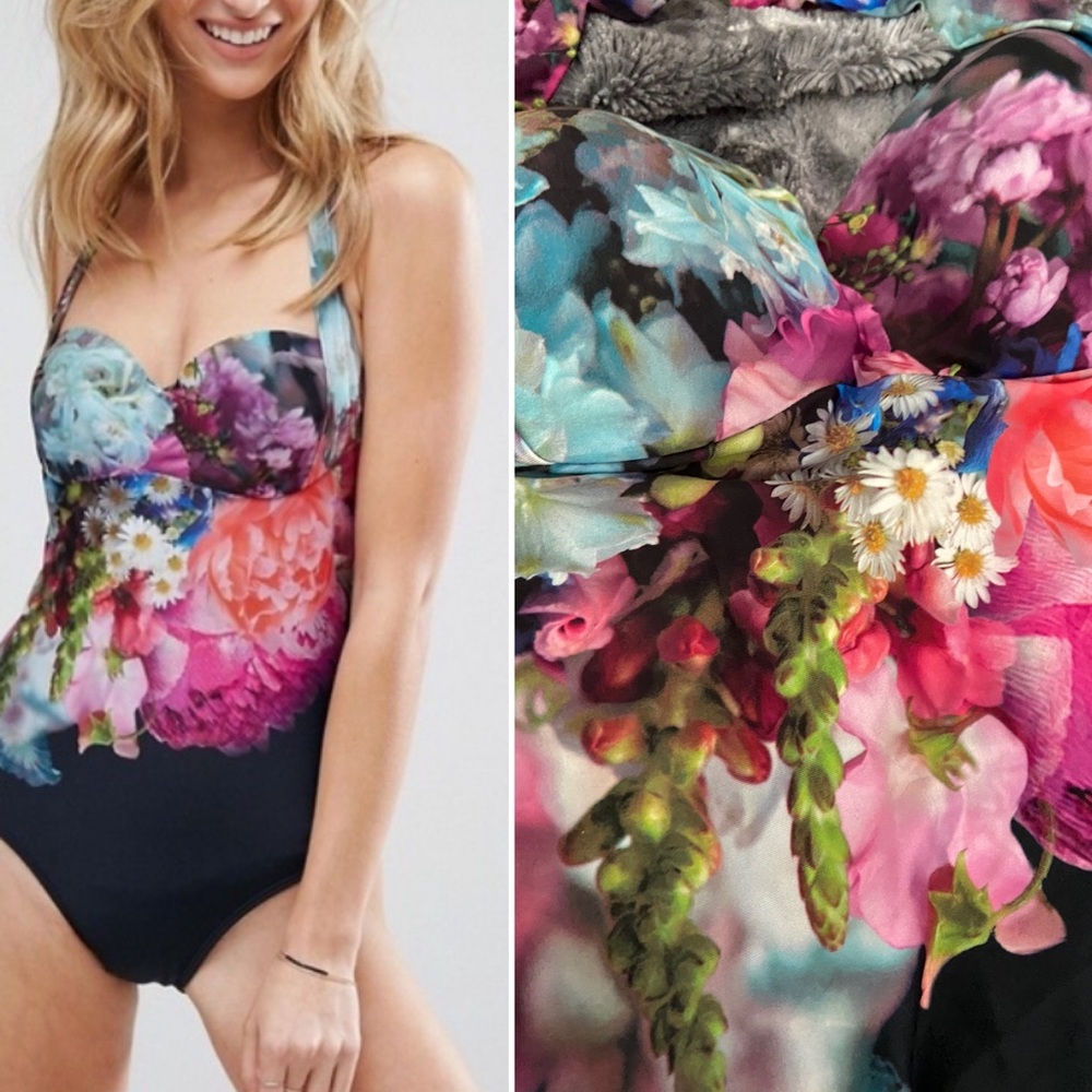 NWT Ted baker floral swimsuit 34DD/E